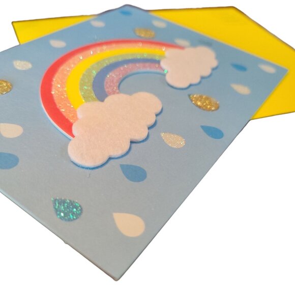Papyrus Handmade 8 Rainbow Greeting Cards Set With Envelopes Blank Rain Drops - Picture 5 of 13